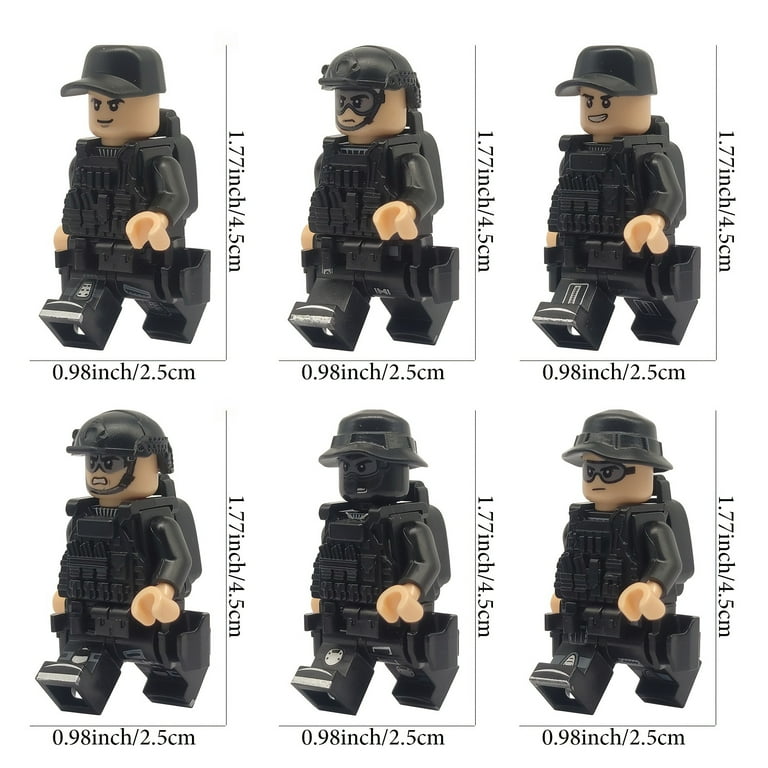 6Pcs Military Series SWAT Minifigures: Body Armor, Backpack