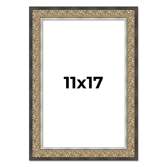 11x17 Frame Silver Real Wood Picture Frame Width 1.75 Inches | Interior Frame Depth 0.5 Inches |