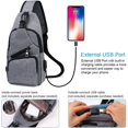 thumbnail image 3 of RV Bolso bandolera para hombre, bolso de pecho con carga USB y puerto para auriculares, mochila de viaje para hombre (solo mochila), gris Rojo Verde, 3 of 5