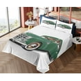 thumbnail image 4 of Ambesonne Retro Fitted & Top Sheet Set with Shams, Nostalgic Vintage Car Print, Forest Green and White, 4 of 5