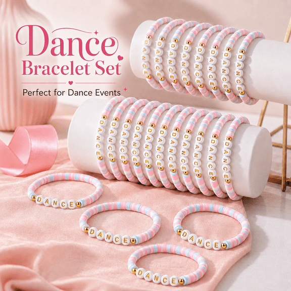 MORAVE 24 Pack Colorful Dancer Ballerina Charm Bracelets, Preppy Jewelry for Dance Recital Party Favor Team Gifts