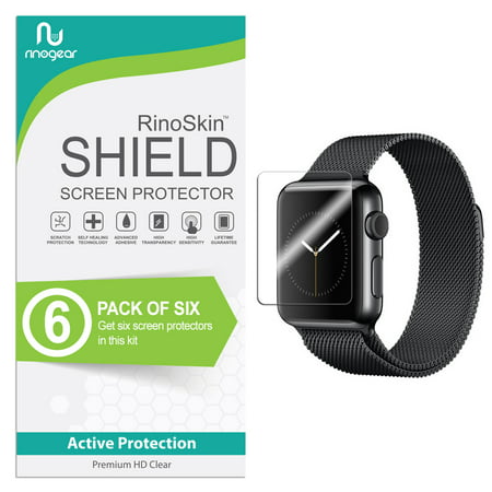 Apple Watch Screen Protector 38mm [6-PACK] (Series 1, 2, 3) Sport RinoGear Flexible HD Crystal Clear Anti-Bubble Unlimited Replacement