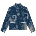 thumbnail image 4 of Jackets for Women Winter Coat Jackets Flannel Stand Collar Jacket(Navy Paisley Floral Pattern,Size:S-4XL), 4 of 7