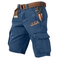 thumbnail image 2 of Distressed Wash Cargo Shorts with Multiple Pockets and Relaxed Fit, Awesome For Weekend Errands Backyard Projects Or Casual Outings Dark Blue L, 2 of 4