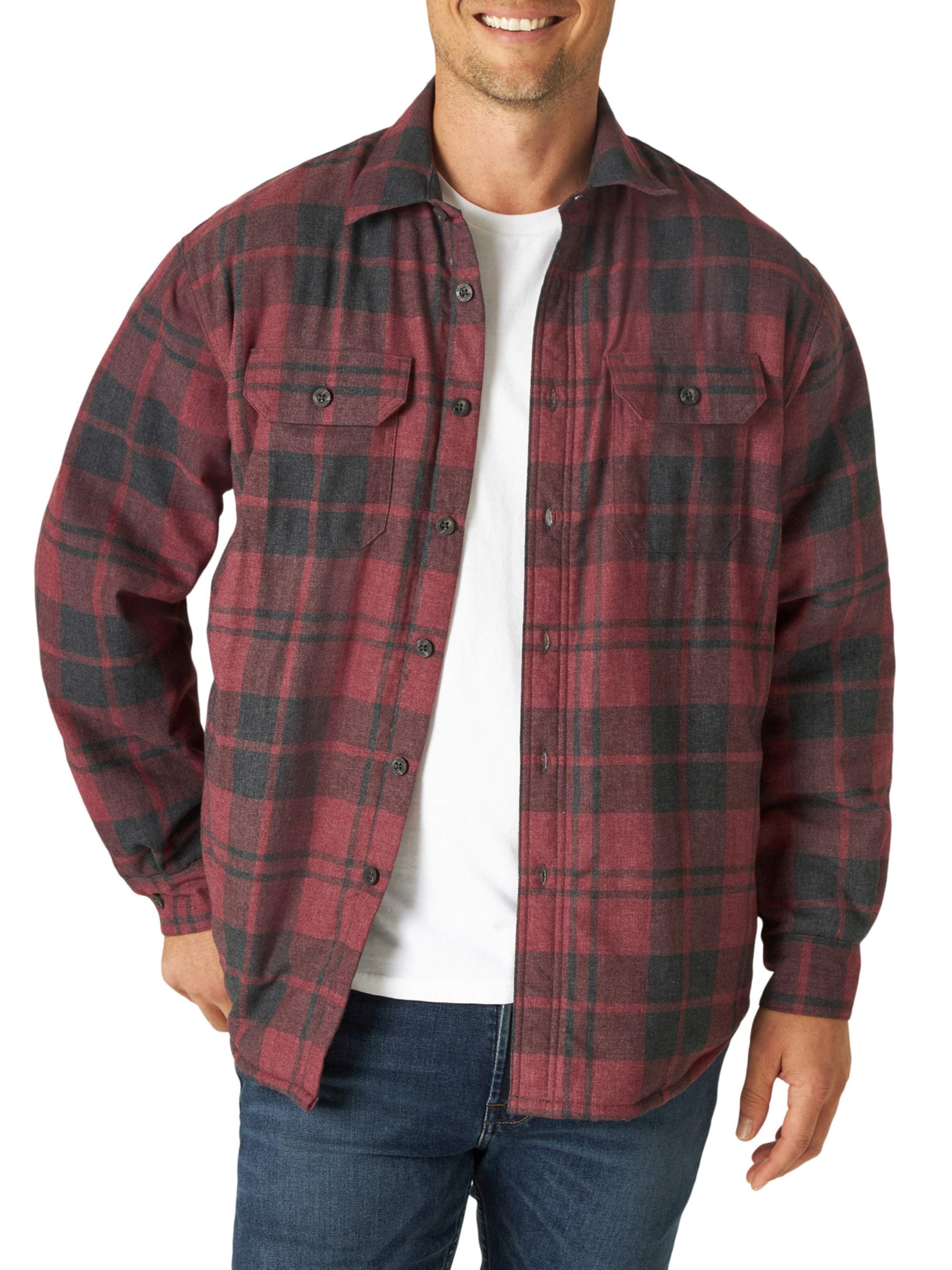 Wrangler Men's Sherpa Lined Flannel Heavyweight Shirt Jacket 