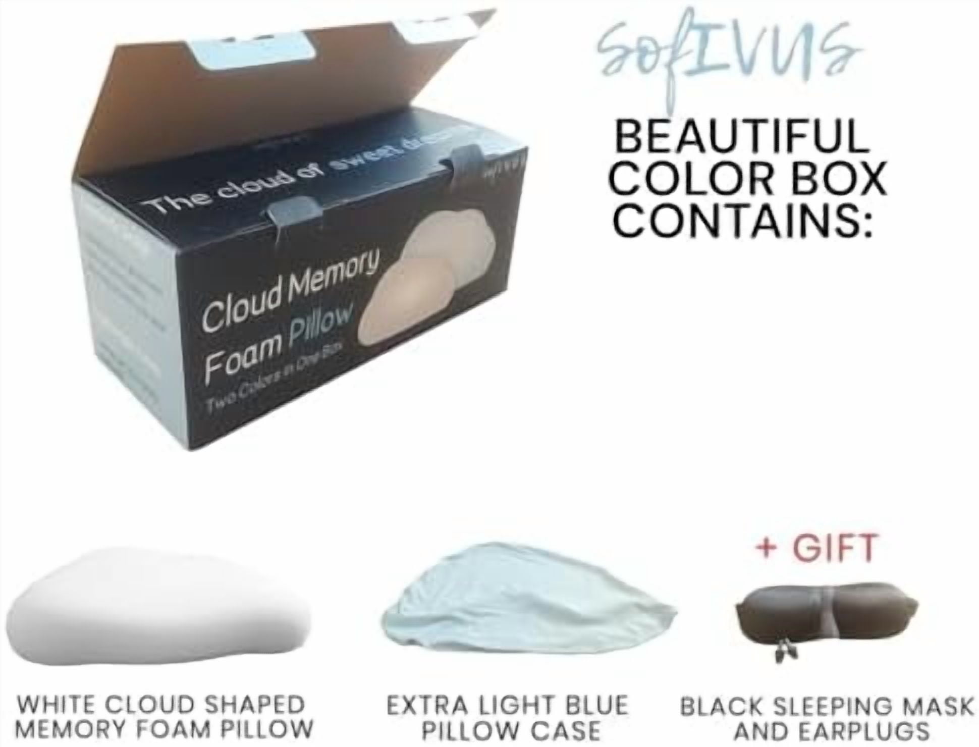 Cloud Shaped Contour Cervical Memory Foam Pillow with Additional Pillowcase - Soft Neck Support for Side Stomach Back Sleepers - Comfortable Slow Rebound Pillow with Ergonomic Design$$Bedding