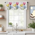 thumbnail image 2 of Blue Red Yellow Tulips Valance Curtain Country Flowers Window Valances Rod Pocket Short Curtains Window Treatments for Kitchen Bedroom Bathroom Laundry 60" x 18", 2 of 9