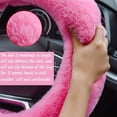 thumbnail image 3 of NOGIS Fluffy Steering Wheel Cover, Fuzzy Steering Wheel Cover for Women, Furry Steering Wheel Covers with Handbrake Cover Gear Shift Cover, 1 Set 3 Pcs, 14.96Inch (Pink), 3 of 7