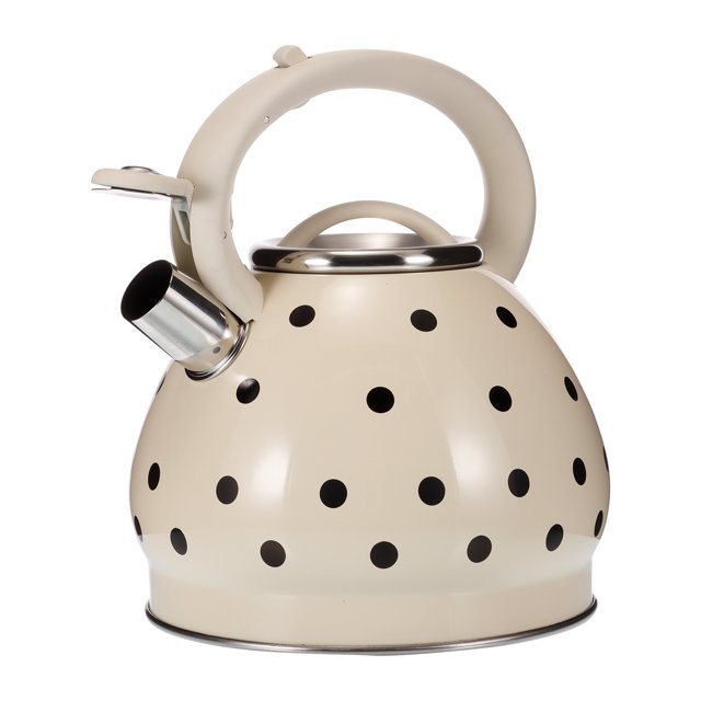 Tetera Silbante De 3,5 L Con Lunares Blancos Y Negros De Acero Inoxidable Con Pitido Automático, Mango Ergonómico, Tetera Para Estufa De Agua, Tetera Para Estufa Eléctrica De Gas, Cocina De Inducción Moyic HA020913-00