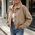 thumbnail image 7 of Edvintorg Jacket for Women Long Sleeve Casual Corduroy Coat Button Down Cropped Outerwear Woman Clothes Khaki S-2XL, 7 of 7