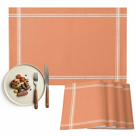 Placemats Set of 4, Solid Color Placemats Set of 4, Orange Tablemats Washable Placemat Table Decoration for Kitchen Table Dinner Party Home Decor Indoor Outdoor 13x19 Inch