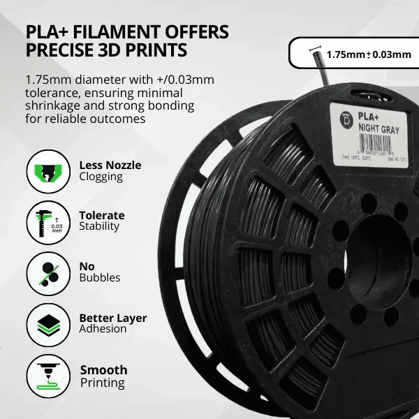 IIID MAX | Night Gray PLA Plus Filament | 1kg - 1.75mm