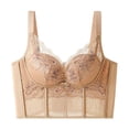 thumbnail image 3 of Gpoecd Racerback Bra Lace V Full Coverage Side Support Shaping Comfort Underwire Bra for Women 01_Khaki,34CD, 3 of 9