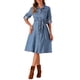 thumbnail image 1 of Vestido de mezclilla INSPIRE CHIC para mujer, de manga larga, con botones, corte A, con cinturón, clásico, color azul claro, 1 of 6