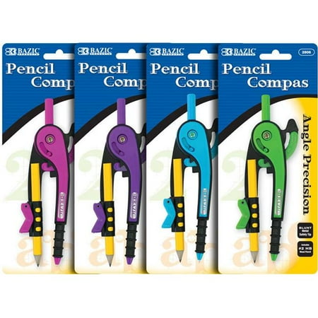 21 Compass - Bazic 1864475 Scale-Arm Compass with No.2 Wood Pencil, Assortedcolor - Case of 24