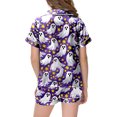 thumbnail image 5 of felwors Silky Satin Kids' Pajama Set Breathable & Smooth Unisex Button-Down Pajamas Cute Pastel Pink Halloween (Purple,12-13 Years), 5 of 5