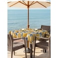 thumbnail image 3 of Outdoor Tablecloth with Umbrella Hole for Patio/Picnic/Party/Camping, Hand Drawn Lemon Waterproof Table Cloth Square Cover Washable, Blue Leaves Summer Botanical Retro (54"x 54"), 3 of 8