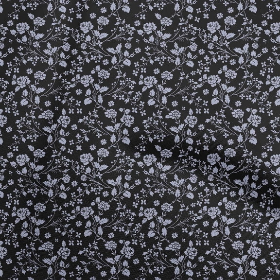 oneOone Polyester Spandex Black Fabric Floral Sewing Craft Projects Fabric Prints By Yard 56 Inch Wide