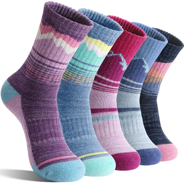 Calcetines de senderismo de lana merino Sandsuced para mujer, 5 pares