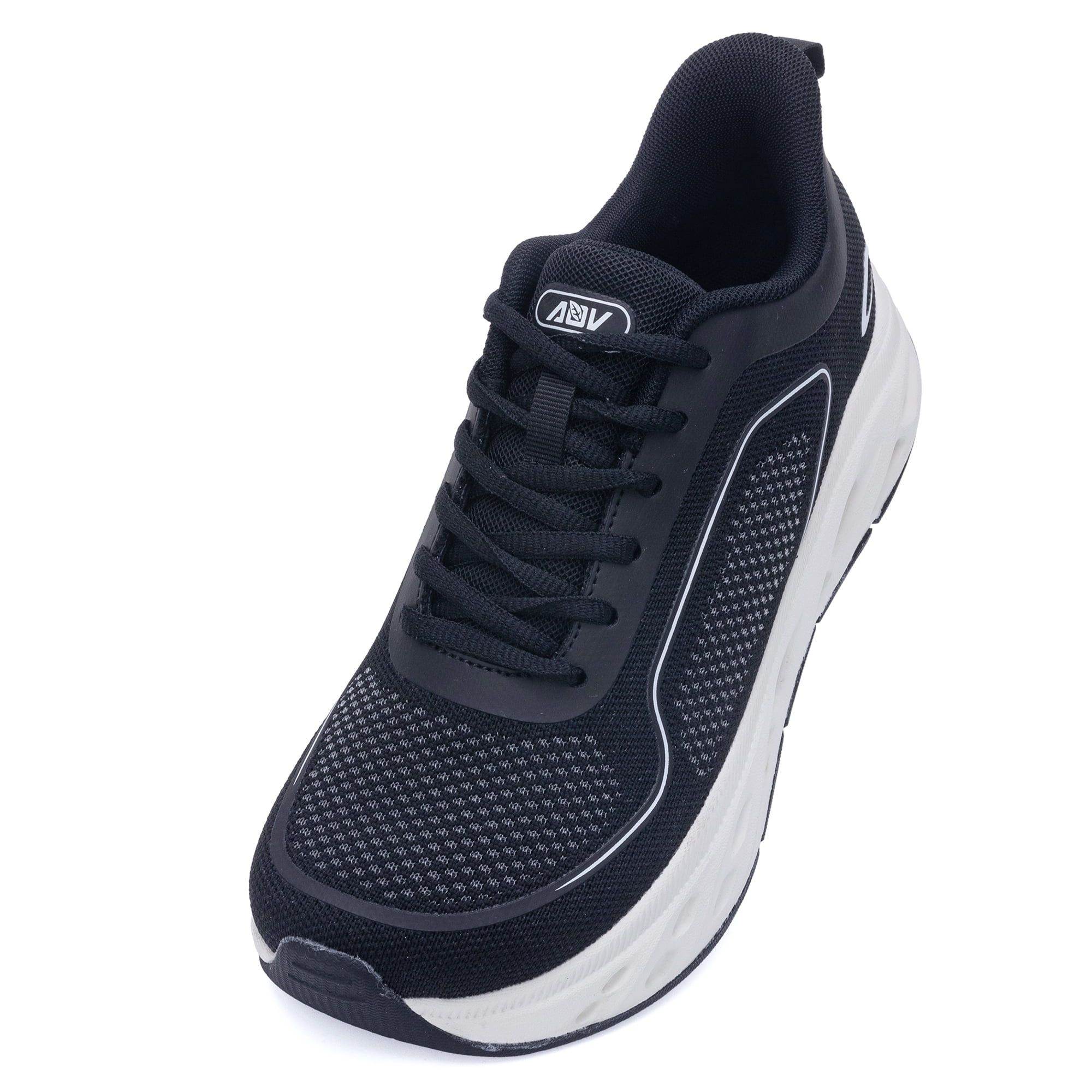 AOV Womens Wide Toe Box Walking Shoes Arch Support Plantar Fasciitis Tennis Sneakers Casual Athletic Running Shoes BlackWhite Size 9