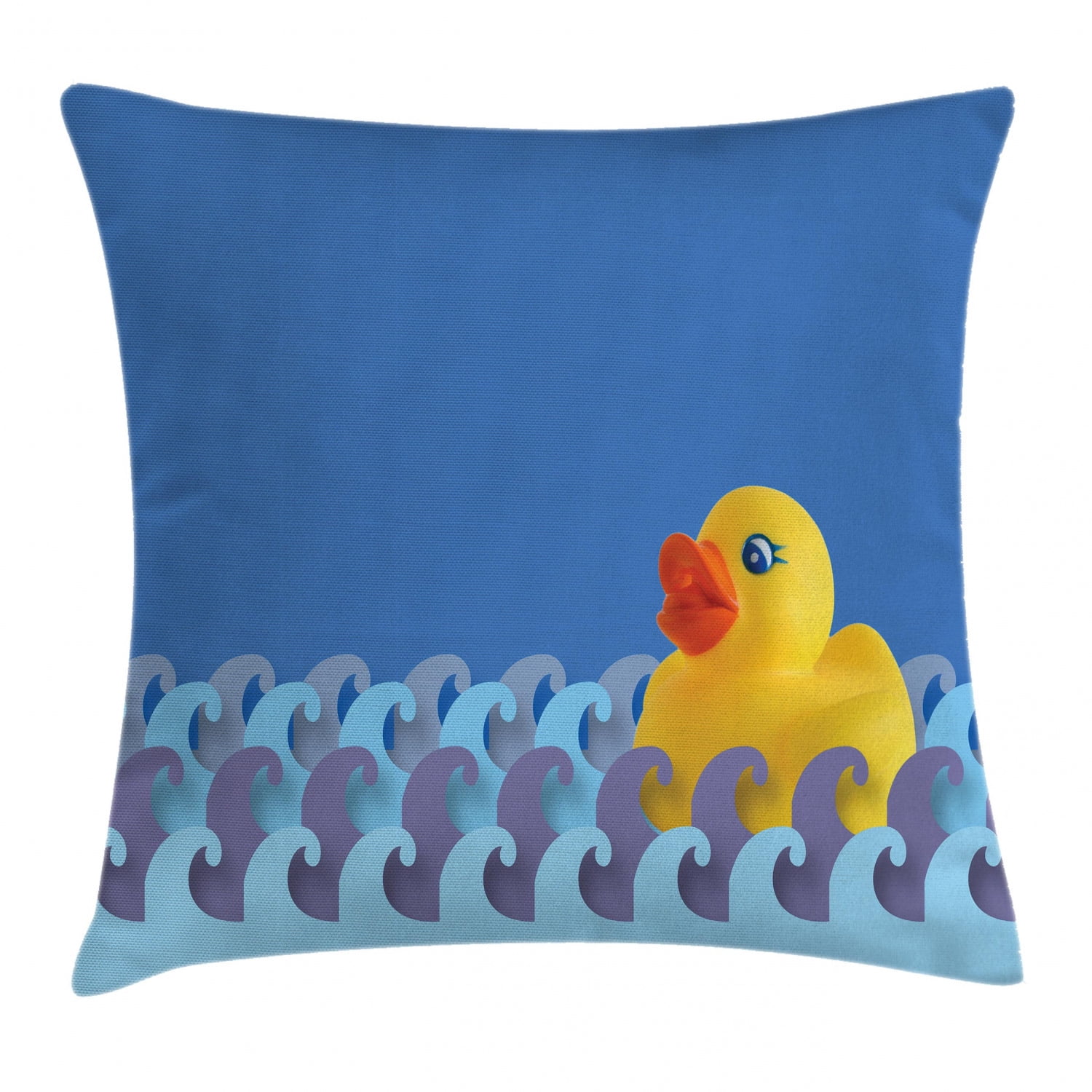 Rubber Duck Throw Pillow Cushion Cover, Rubber Duck Floating on Paper