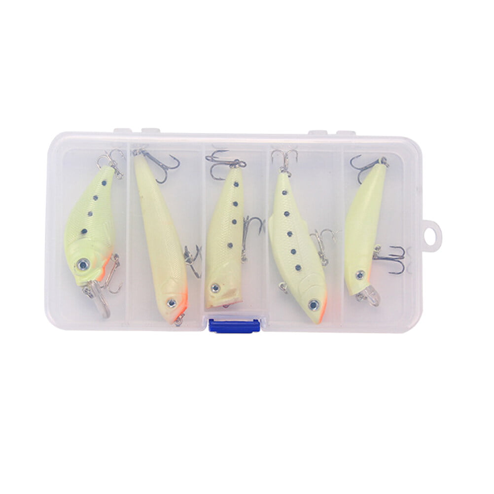 5pcs 3D Luminous Plastic Baits Fish Lures Creative Bionic Baits Life-Like  Go Fishing Accessories for Outdoor Outside with Storage Box