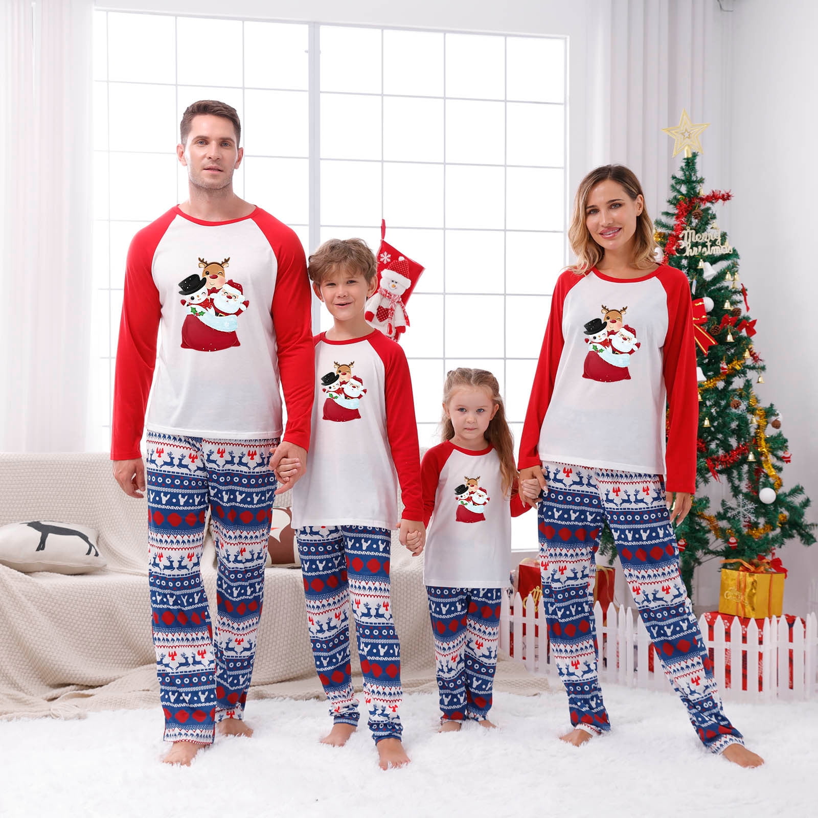 Abandono Pulido extremadamente YYDGH Family Matching Christmas Pajamas Set Holiday Santa Claus Snowman  Deer Xmas PJS Set Matching Family Pajamas for Adults Kids Toddler Babies -  Walmart.com