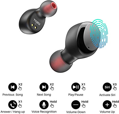 TOZO T6 Wireless Earbuds,OrigX Acoustic,Bluetooth 5.3 Version,IPX8 Waterproof - Black - image 4 of 9