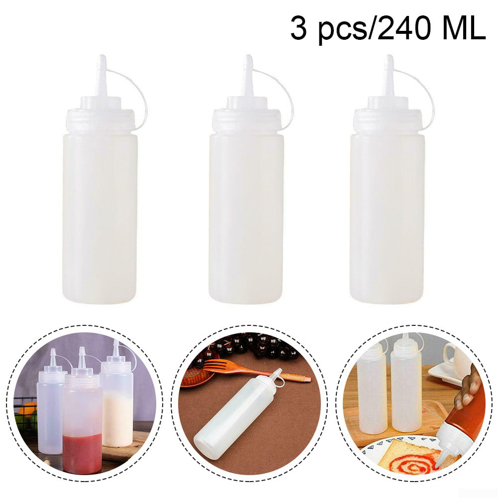 8-24oz Plastic Clear Easy Squeeze Squeezy Restaurant Dispense Sauce Bottle P1I7 