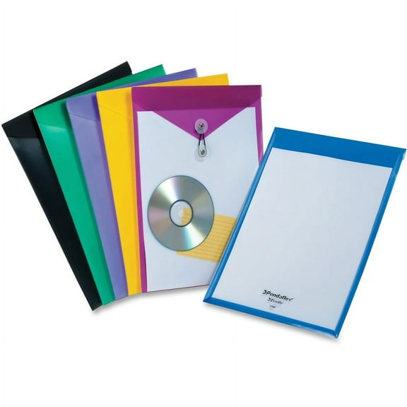 Pendaflex ViewFront Letter Vinyl File Pocket - 8 1/2" x 11" - Poly - Blue, Black, Yellow, Purple, Green, Magenta - 1 Each | Bundle of 2 Each