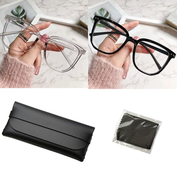 Gafas anti-luz azul para mujer con montura de anteojos regular, montura de luz plana retro terminada