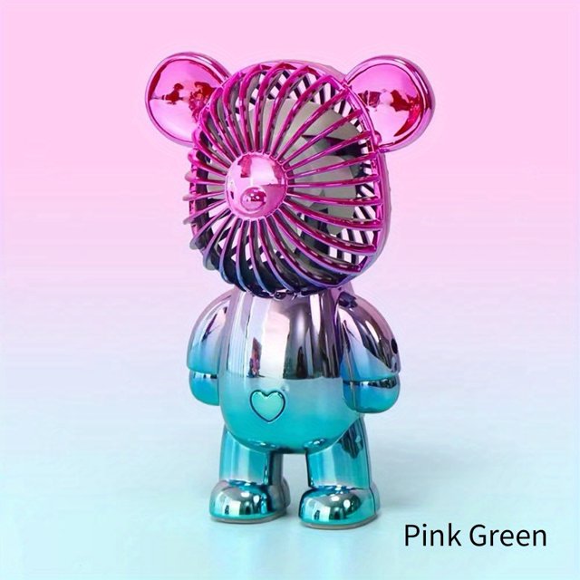 1pc Colored Bear Shaped Fan, Mini Fan, Portable USB Rechargeable Small Pocket Fan, Battery Operated Fan, Small Personal Fan USB Rechargeable, 3 Speed Adjustable Fan, 5.51*3.74*2.56in