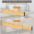thumbnail image 2 of Adjustable Bamboo Drawer Dividers Set of 4, Expandable Organizer for Kitchen Utensils, Clothing, Office Supplies, and Home Storage (Fits 17 to 22 Inch Drawers), 2 of 7