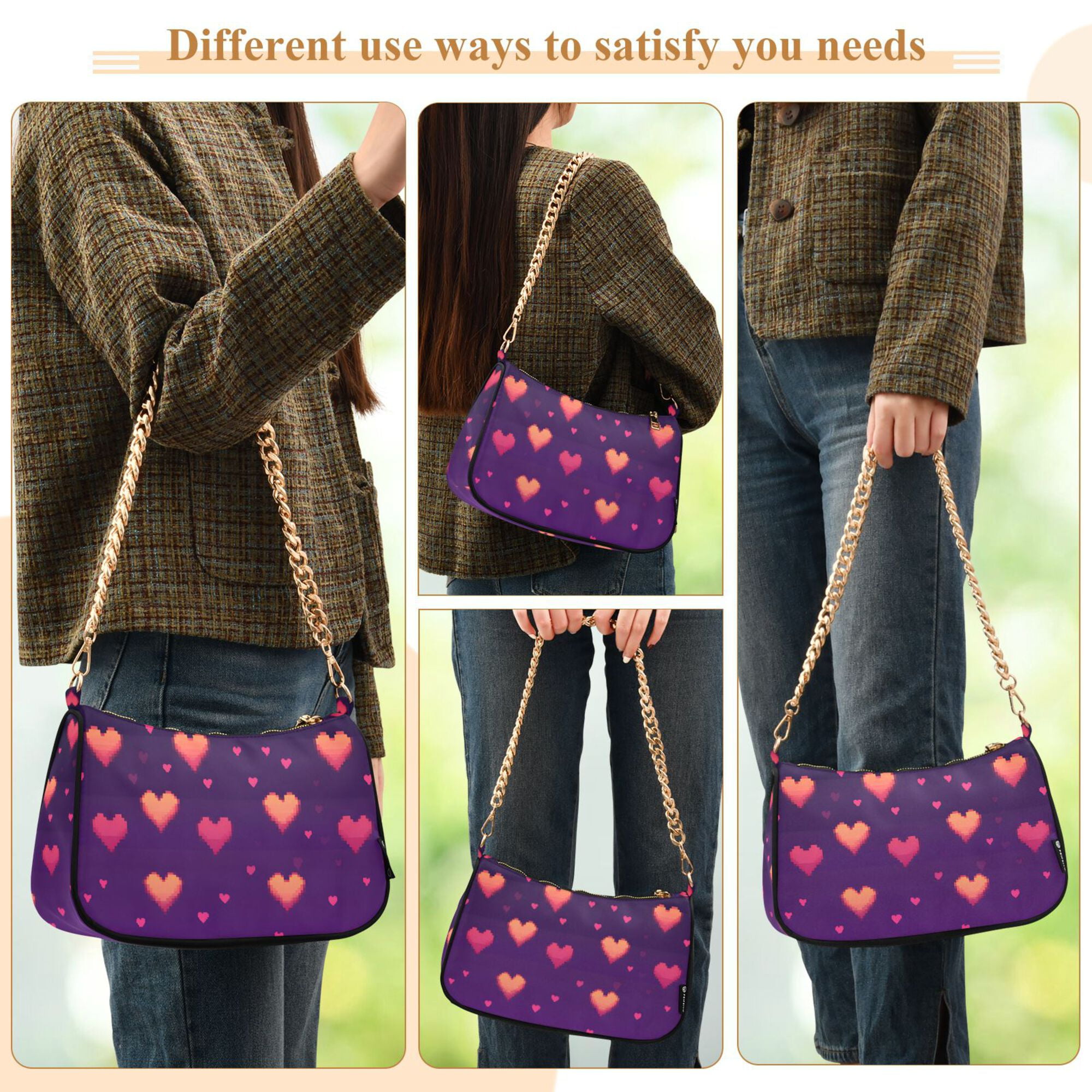 FORMRS Womens Shoulder Bag with Chain Strap Clutch Purse Cute Tote Handbag, Love in The Clouds