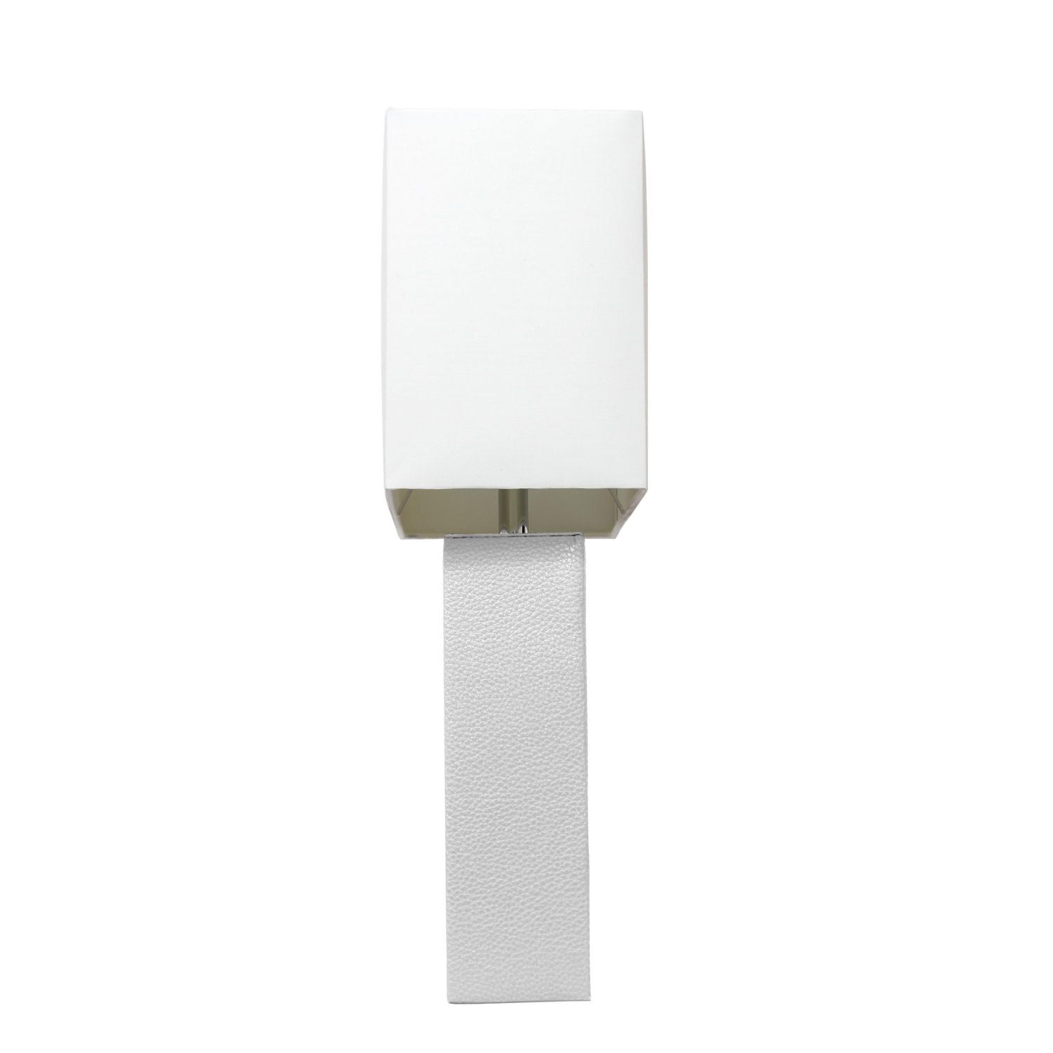 Elegant Designs Modern Leather Table Lamp with White Fabric Shade