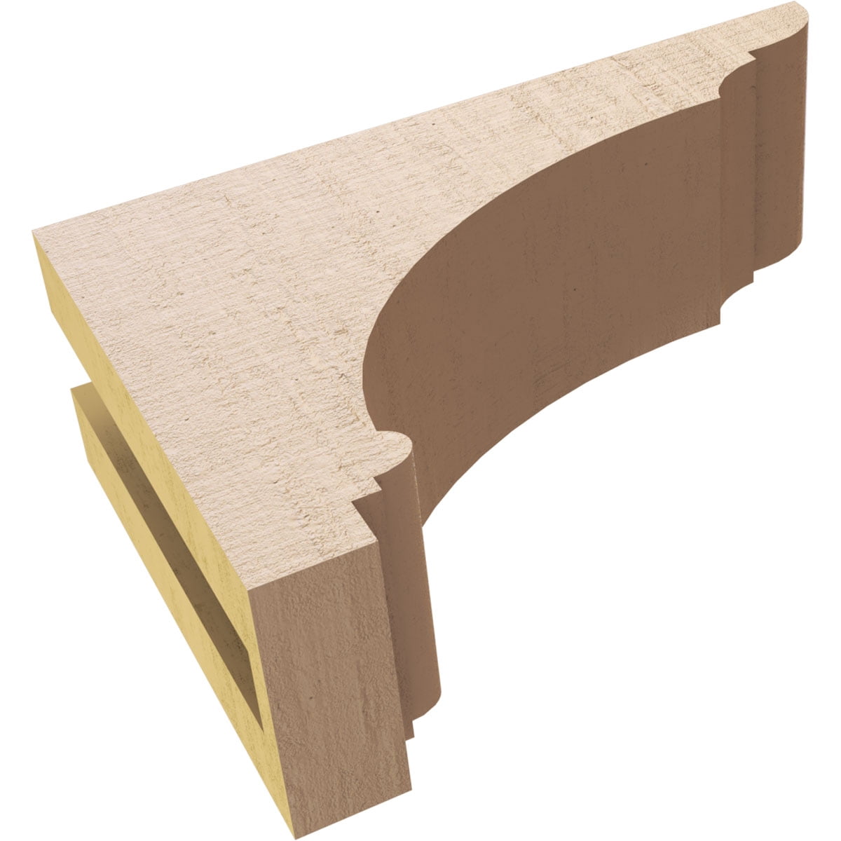 3"W x 9"D x 6"H Classic Hughes Rough Cedar Woodgrain TimberThane Corbel, Primed Tan