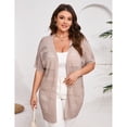 thumbnail image 2 of Women Short Sleeve Crochet Cardigan Plus Size, Open Front Knit Cover-Up, 2 of 5
