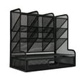 thumbnail image 3 of Mesh Pen Organizer Tilt Design 9 Compartments Bottom Drawer Black Vertical Structure Perspective Mesh Pencil Holder, 3 of 8