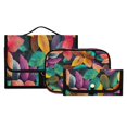 thumbnail image 3 of 3-Piece Travel Toiletry Bag Set, Hanging Wash Bag with Makeup Bag & Brush Case,Waterproof Cosmetic Organizer for Travel, Gym & Home Colorful Autumn Fall Leaves, 3 of 10