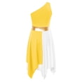thumbnail image 3 of Zaldita Kids Girls Sleeveless Ballet Praise Lyrical Dance Dress Metallic Color Block Liturgical Worship Costume Dancewear Yellow 16, 3 of 7