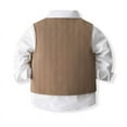 thumbnail image 5 of ETHAN Baby and Big Boy's 4 Piece Pinstripe Vest Suit Set Brown(Size 12 Months to 5Y), 5 of 7