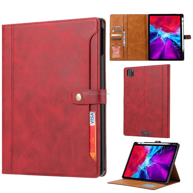 Funda de piel con tapa horizontal y doble pliegue con textura de becerro para iPad Pro 11 (2022/2021/2020), con marco para fotos, soporte, ranuras para tarjetas y billetera.