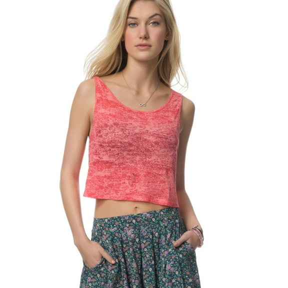 Aeropostale Womens Burnout Crop Tank Top, Red, Juniors, Large