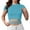 Sky Blue, variant on yunLCZ Basic T Shirts Going Out Tops For Women Cropped Tie Front Petite Summer High Neck Short Sleeve Tops Sexy T Shirts Work Out Outfits Women's Short Sleeve Shirts Black L