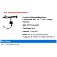 thumbnail image 2 of Front Left Window Regulator - Compatible with 2001 - 2003 Dodge Durango 2002, 2 of 2