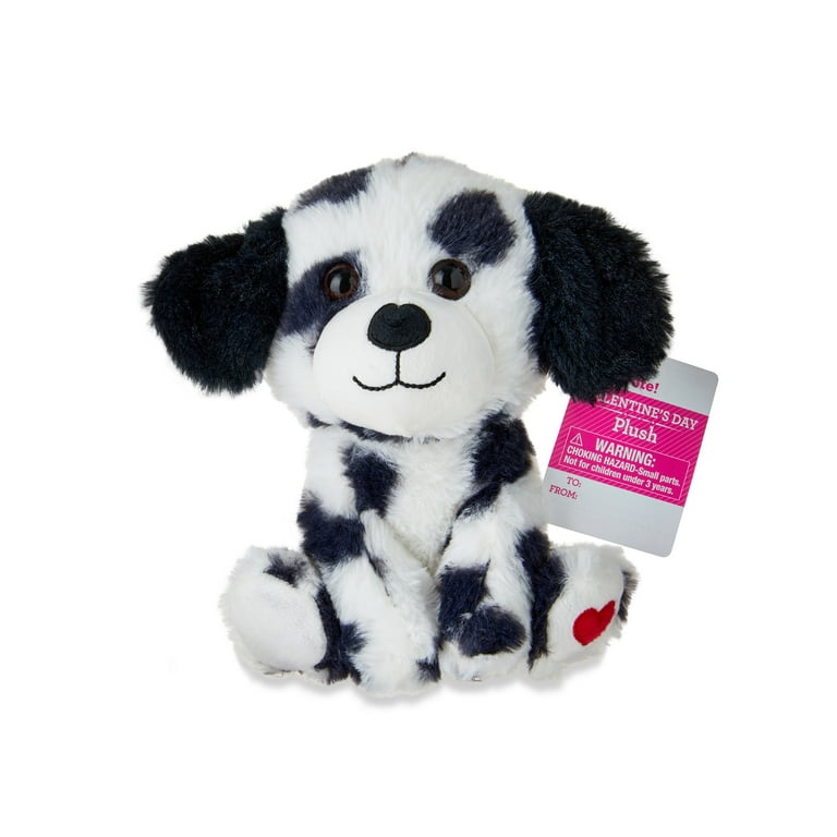 Valentine's Day Black and White Dog Plush, 8 in, by Way To