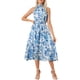 thumbnail image 1 of Vestido de verano bohemio Inspire Chic para mujer, sin mangas, con cuello halter, vestido midi casual con estampado floral en azul, talla XS, 1 of 6