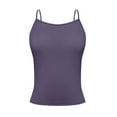 thumbnail image 5 of Tianiyouqing Womens Camisole Tops Stretchy Undershirts Running Cami Shirts Basic Adjustable Spaghetti Strap Sleeveless Double Lined Layered Racerback Square Neck Purple L, 5 of 7