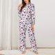 thumbnail image 2 of Balery Happy Columbus Day Conjunto de Pijama con Estampado para Mujer, Conjunto de Dos Piezas con Manga Larga, Ropa de Dormir Suave con Bolsillos, Pijamas Cómodos-Medium, 2 of 7
