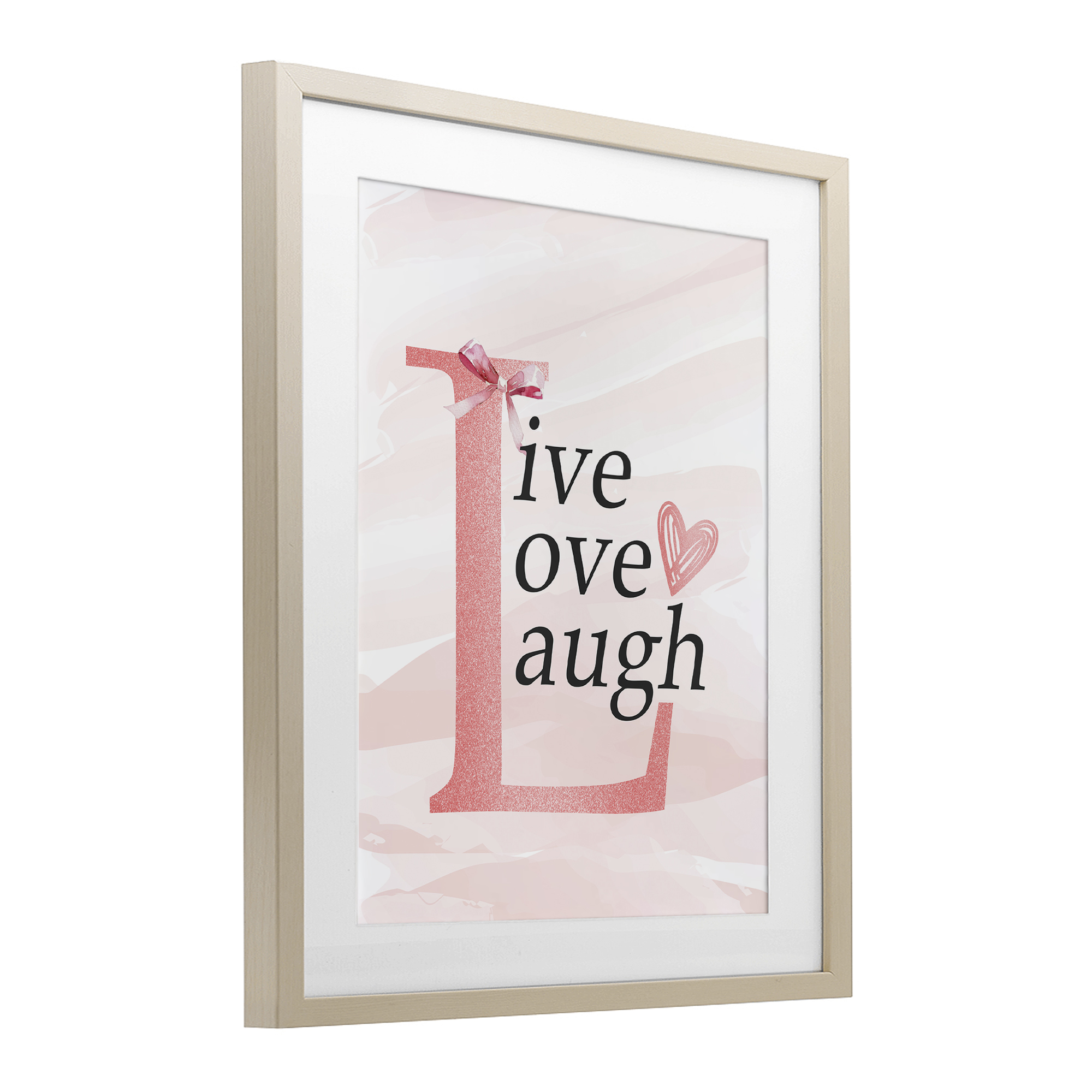 Live Love Laugh Pastel Birch Framed Print Under Glass, design by Kim Allen